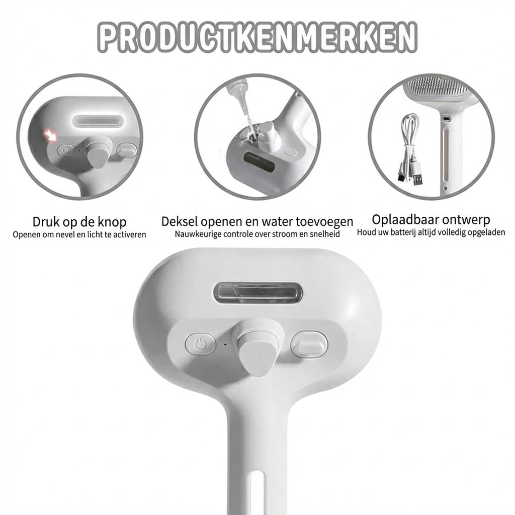 VachtVerzorger 3-in-1 Stoomborstel