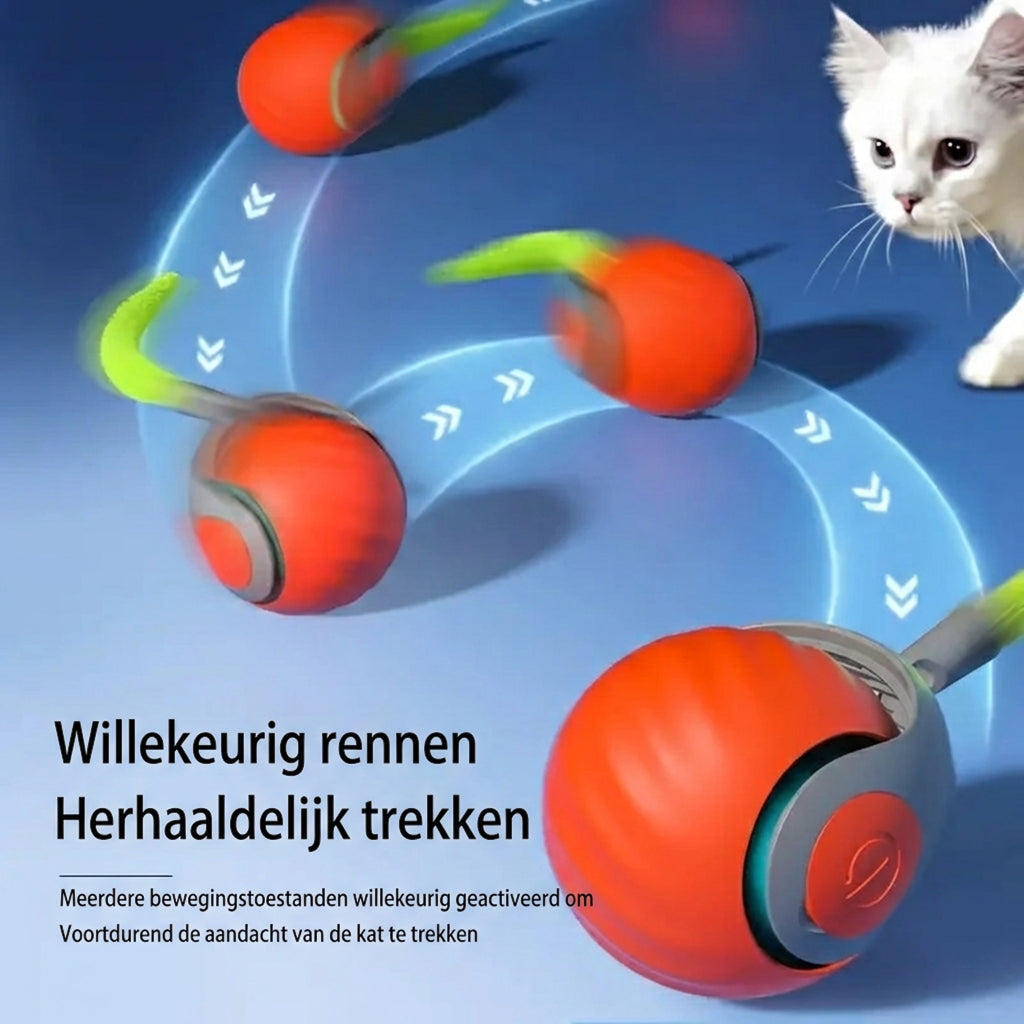 Slimme Interactieve Kattenbal - Automatisch Rollend Speeltje met Veren