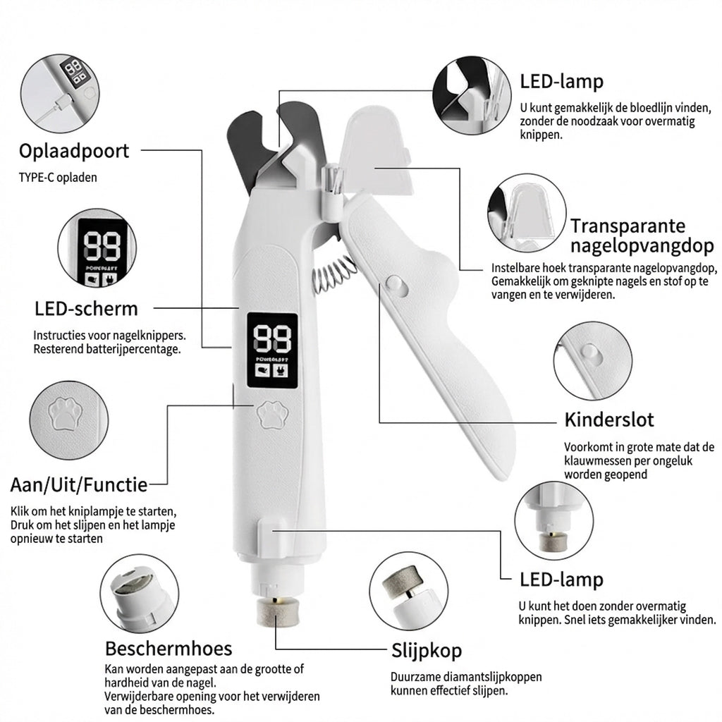Nagelknipper en Slijper - 2 in 1 Elektrisch