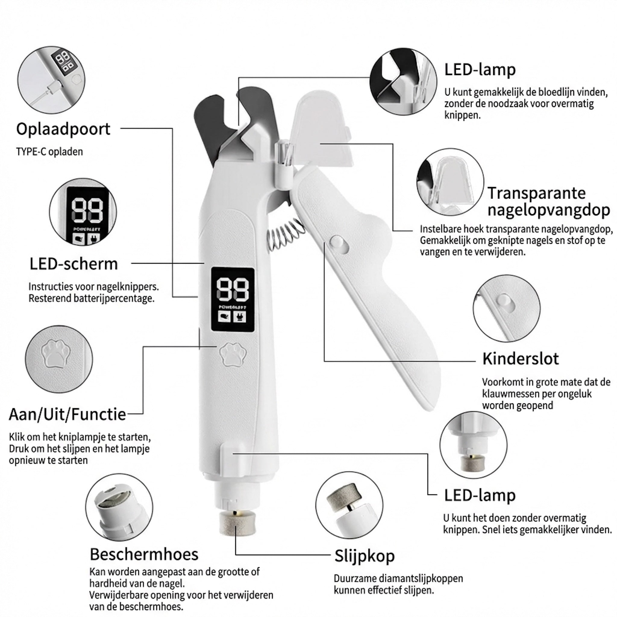 Nagelknipper en Slijper - 2 in 1 Elektrisch
