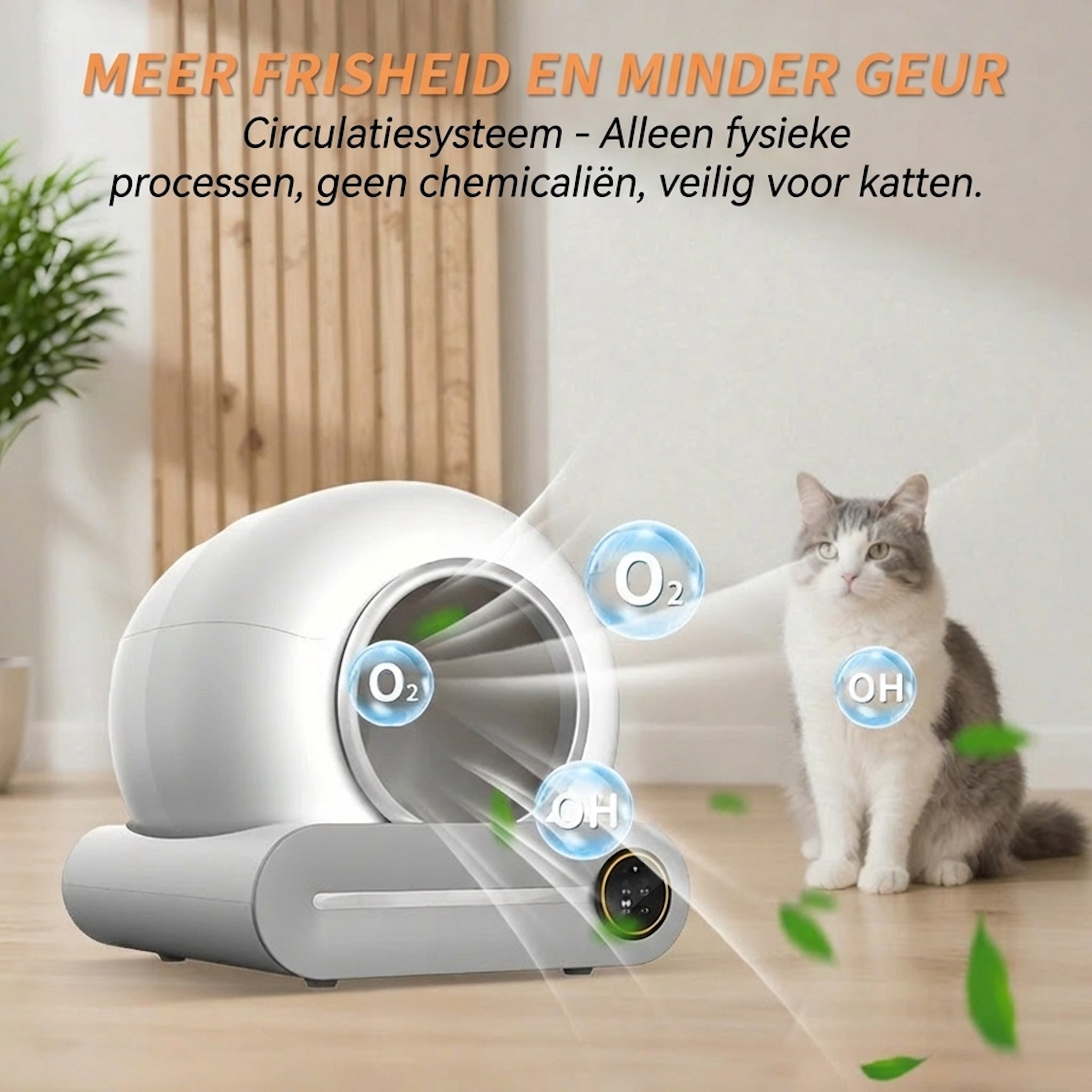PurrTech Premium Zelfreinigende Kattenbak (65L) - Met App & Geurverwijdering