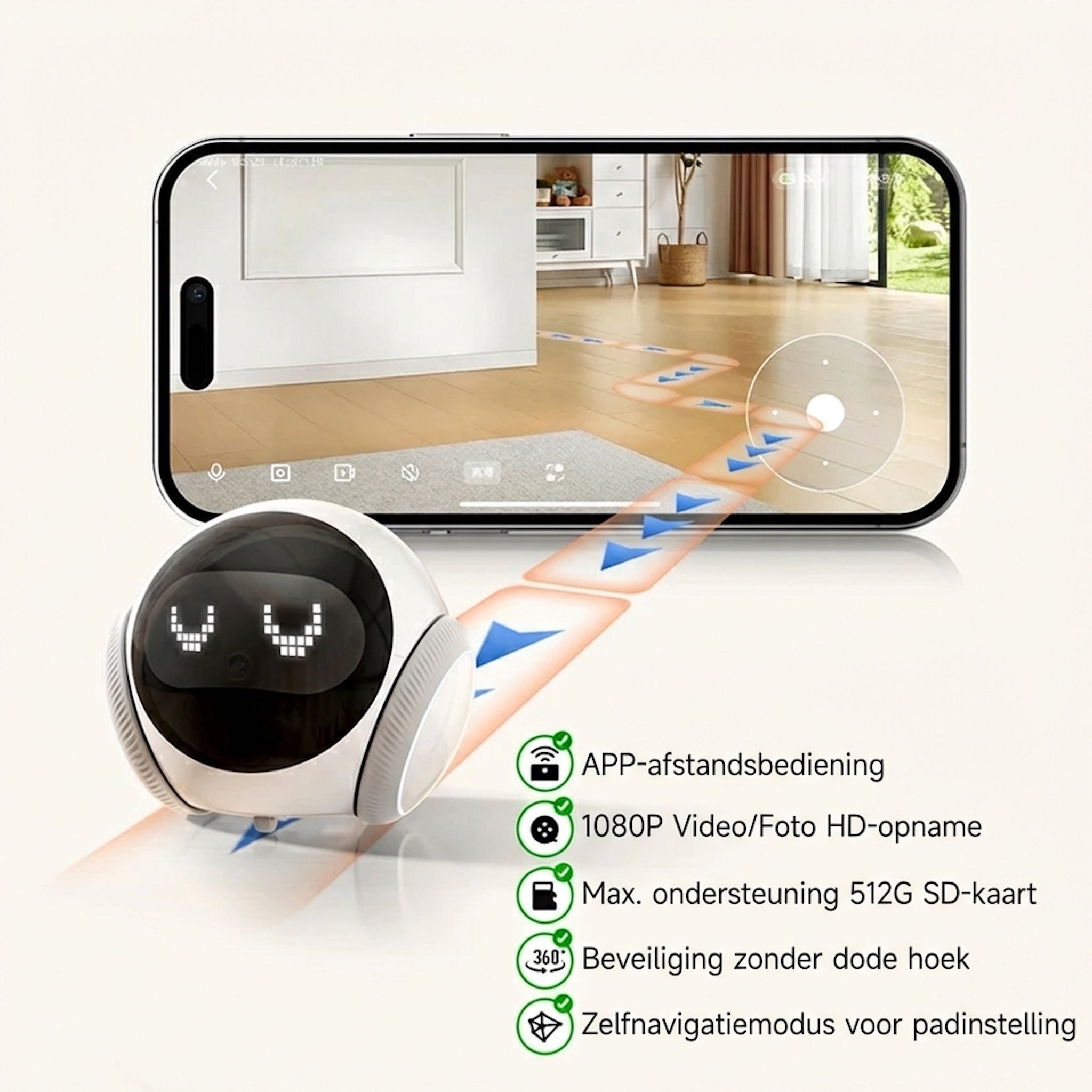 Aiook S1 Slimme Huisdier Robotcamera - 2K HD met Laser & AI-Tracking